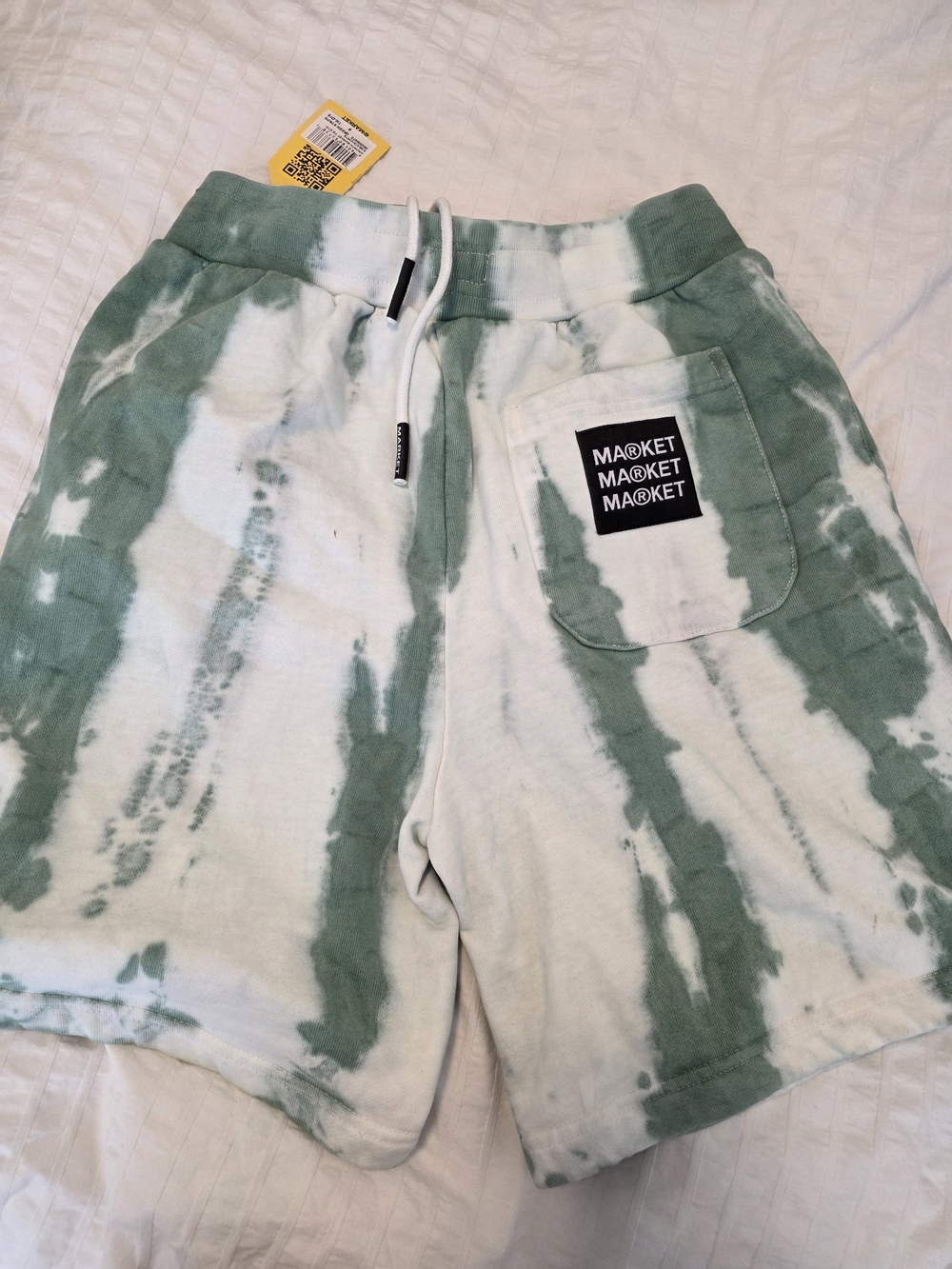 SET OF 2 -Market Green & White Tie-Dye Athletic Shorts - S
